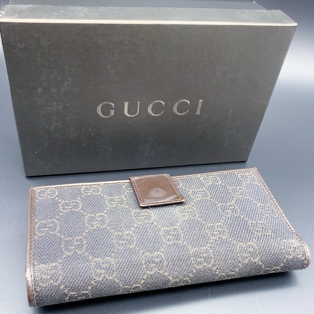 Gucci GG Denim Brown Long Wallet